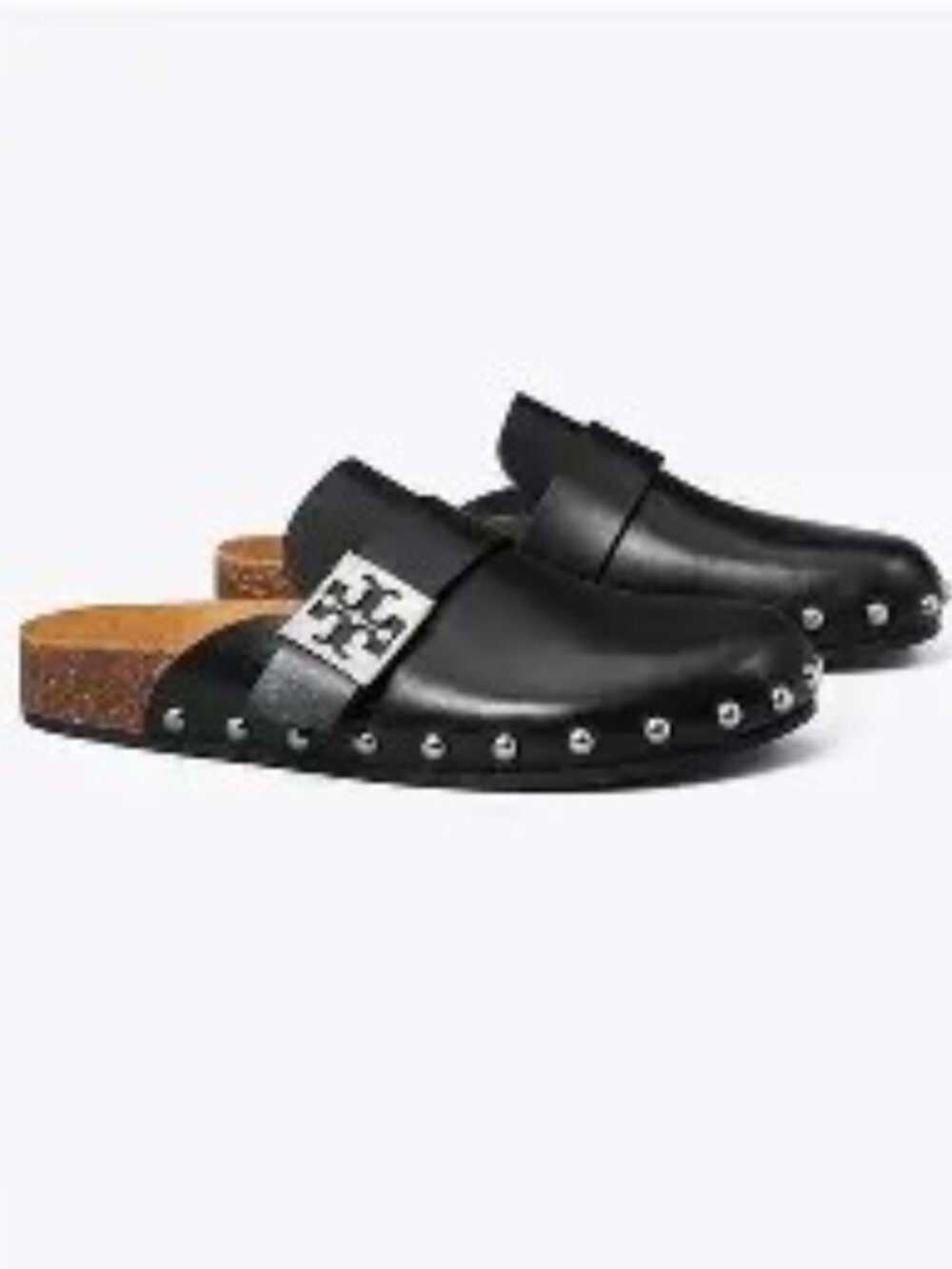 Tory Burch $300 Mellow Stud Mule Perfect Black/Silver Sz 7 NIB!
